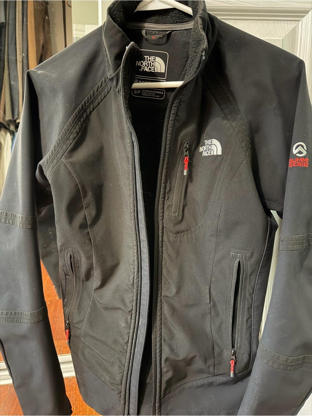 Women’s The North Face Black Softshell Performance Jacket with Red Accents